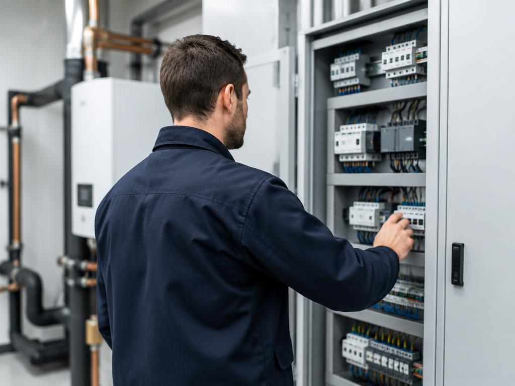 Techniker prüft eine technische Anlage